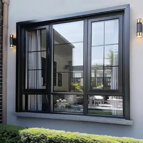 Aluminium casement window with side opening design and slim frame for modern residential and commercial buildings