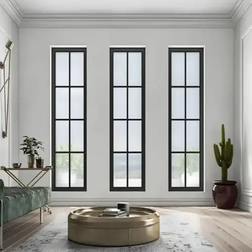 Fixed glass window with aluminium frame providing unobstructed views and maximum natural light