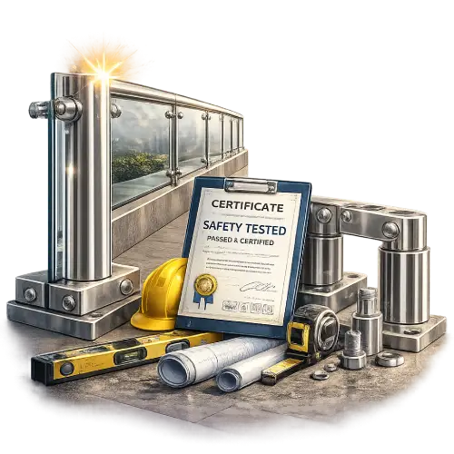 Durable glass balustrade safety system for modern architecture