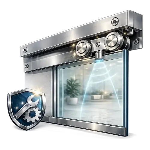 Commercial-grade hardware used in sliding glass door systems