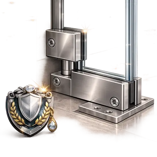 Elegant architectural hardware for frameless glass door installations