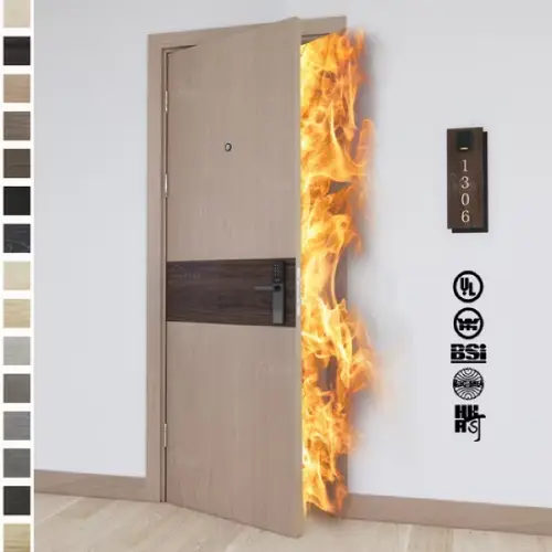 Fire rated wooden door with fire-resistant core and premium wood finish for safe interiors