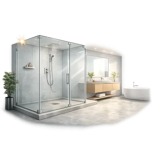 Frameless glass shower enclosure for modern bathroom design