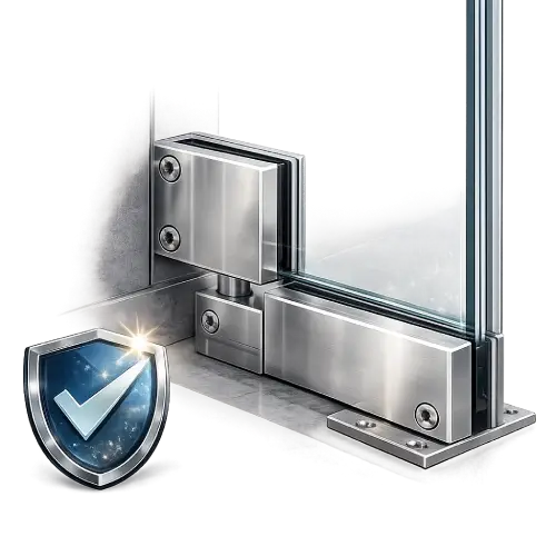 High-strength stainless steel patch fittings for frameless glass doors