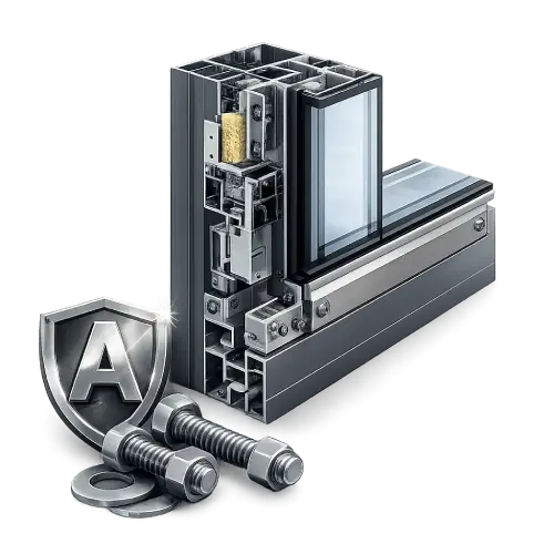 High strength aluminium frame structure used in unitized curtain wall glass facade system