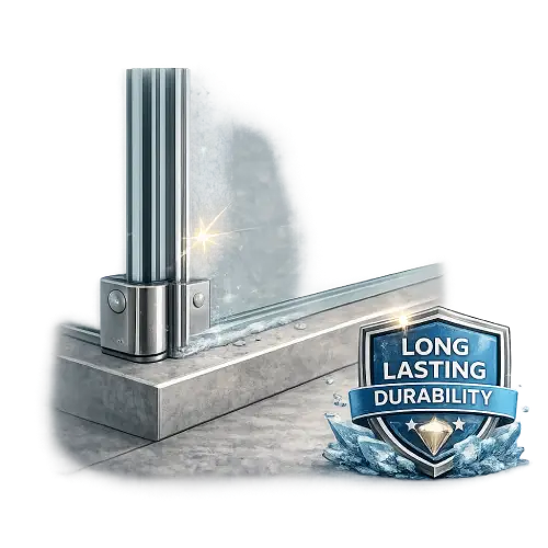 Durable toughened glass shower enclosure system for long-term use