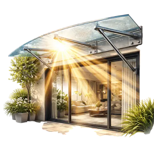 Transparent glass canopy allowing maximum natural daylight