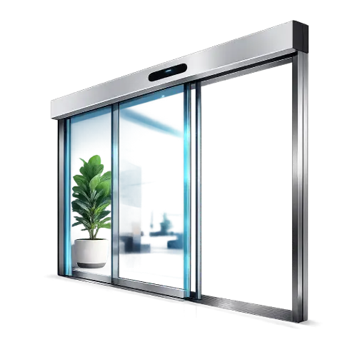 Modern transparent sliding glass door entrance design