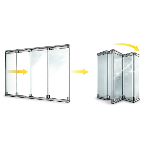HSW and FSW movable glass walls with smooth sliding and folding movement