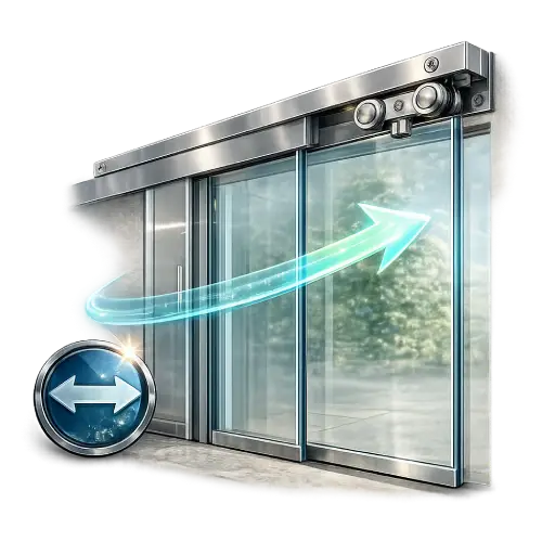 Space-saving sliding glass door system for modern entrances