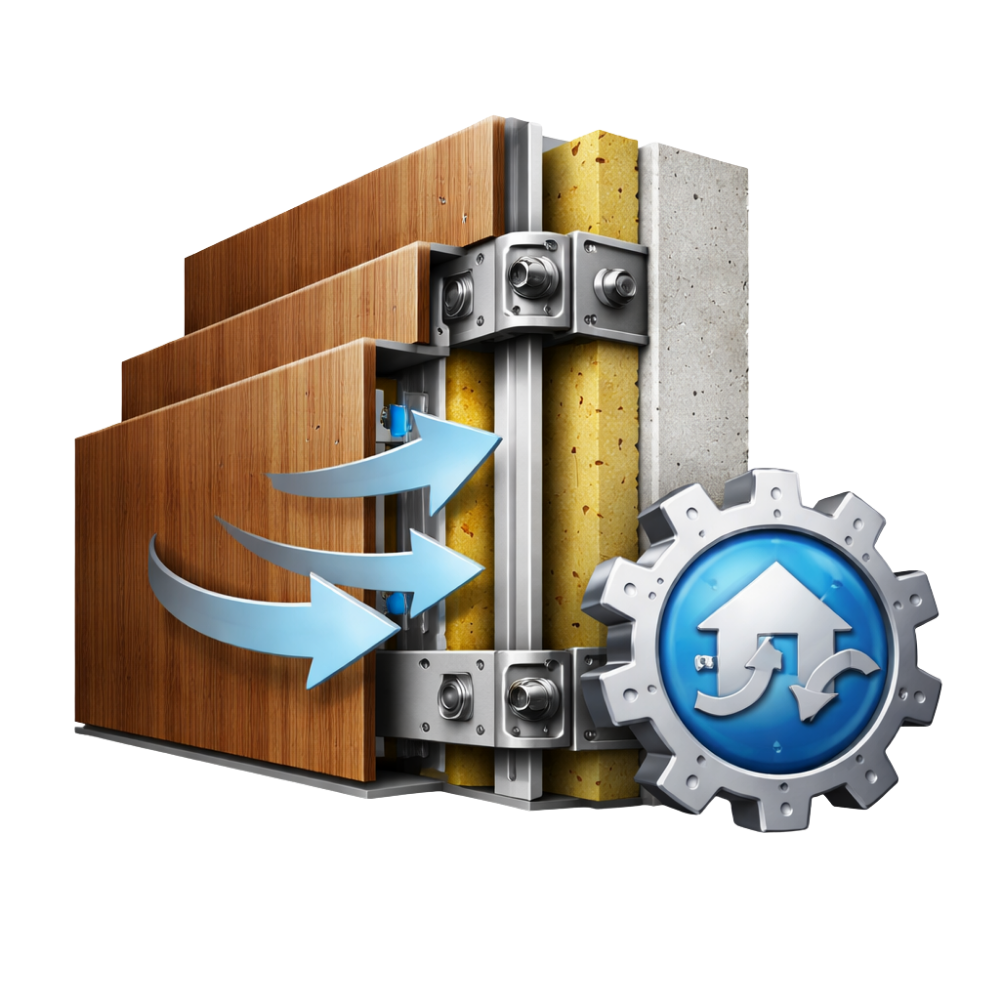 Ventilated HPL cladding facade installation system for improved thermal performance