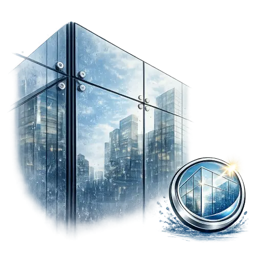 Weather-resistant structural glazing facade system with aluminium and glass panels