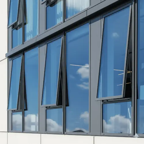 Aluminium pivot window with central rotation mechanism for modern architectural design and ventilation