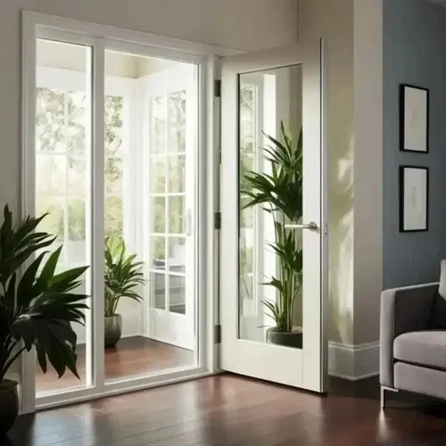 UPVC casement door system with full opening, secure locking, and superior airflow performance