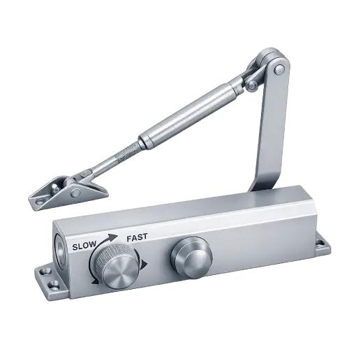 Door closer with adjustable closing speed control for customized door movement and safety performance