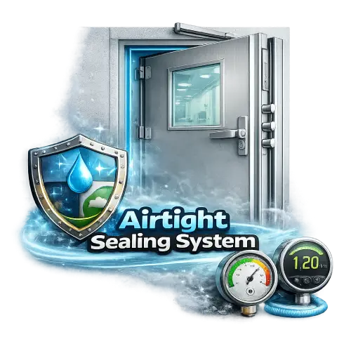 Airtight clean room door sealing system