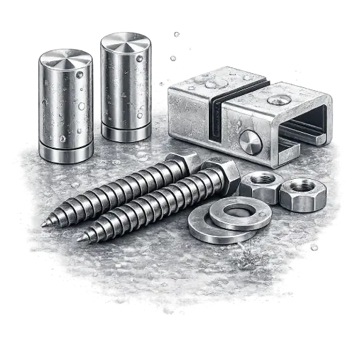 Corrosion-resistant 304 stainless steel shower door hinges for high-moisture bathroom environments.