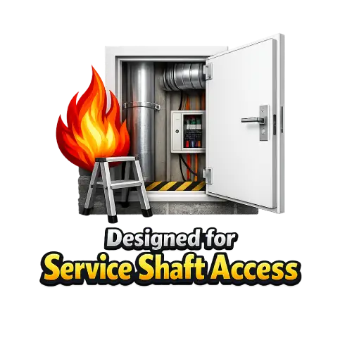 Fire rated shaft door for service shaft access