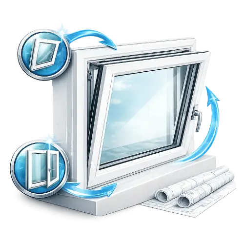 UPVC tilt and turn window with dual opening function