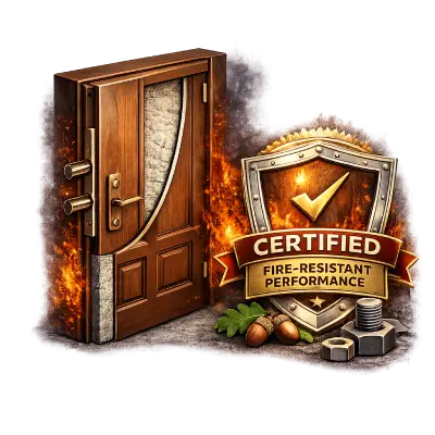 Durable fire rated wooden door with long-lasting construction