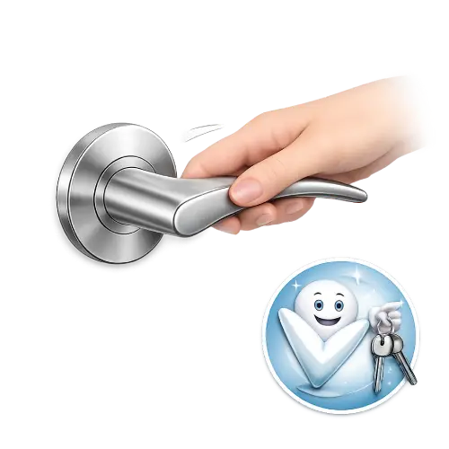 Smooth-action lever handle for effortless door opening in high-traffic residential or office areas.
