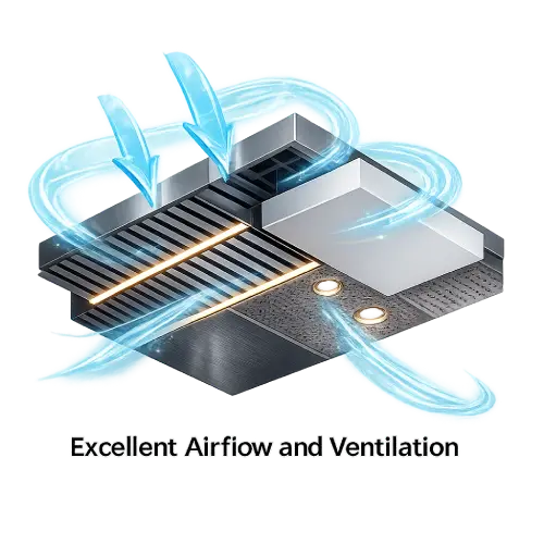 Multi-B ceiling system with airflow and ventilation design