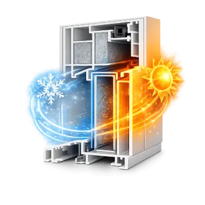 UPVC door system with excellent thermal insulation