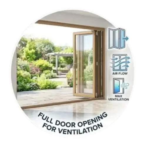 UPVC casement door with full opening for ventilation