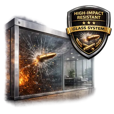 Bullet proof glass system with high-impact resistance