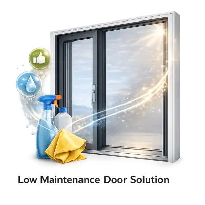 Low maintenance UPVC door system for long-term use