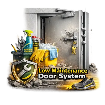 Low maintenance general purpose metal door system