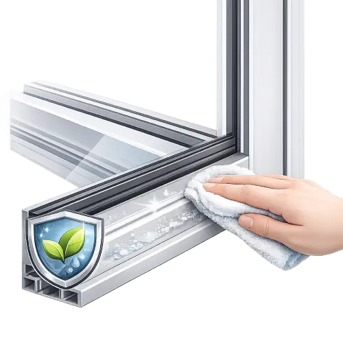 Corrosion-resistant powder-coated aluminum fixed window for long-lasting, low-maintenance building exteriors.