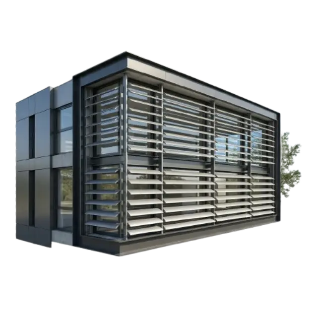 Modern sun louver facade design for commercial buildings