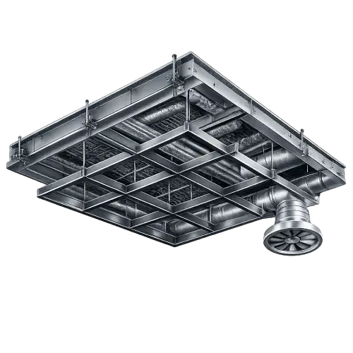 Open metal cell ceiling structure for airflow and ventilation