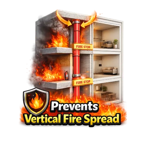 Shaft door preventing vertical fire and smoke spread