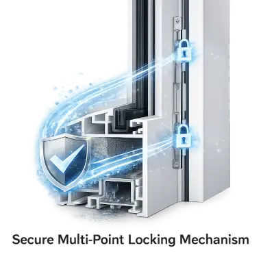UPVC door with secure multi-point locking system