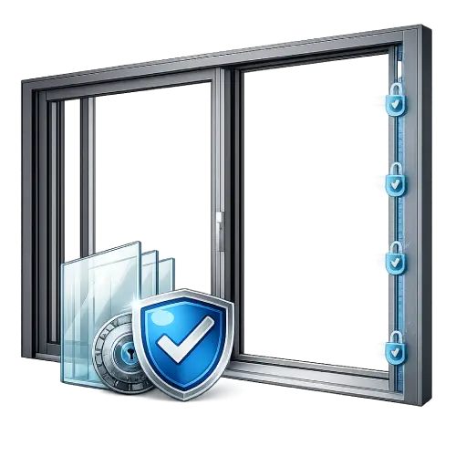 Integrated multi-point security locking mechanism for enhanced protection on aluminum entry doors.