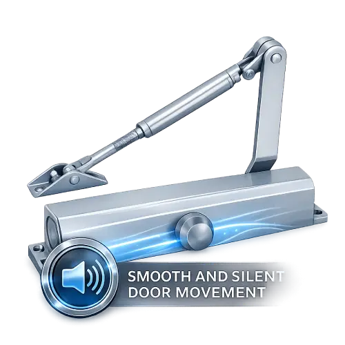 Silent door closer system ensuring smooth and noise-free door operation for interiors and offices