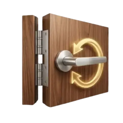 Fire rated wooden door with smooth opening operation