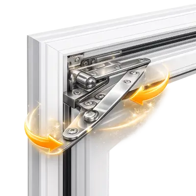 UPVC top hung window with smooth hinge opening mechanism