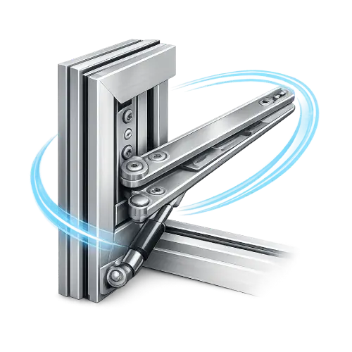 High-performance stainless steel friction stays for effortless opening of top-hung windows.