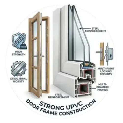Strong UPVC casement door frame construction