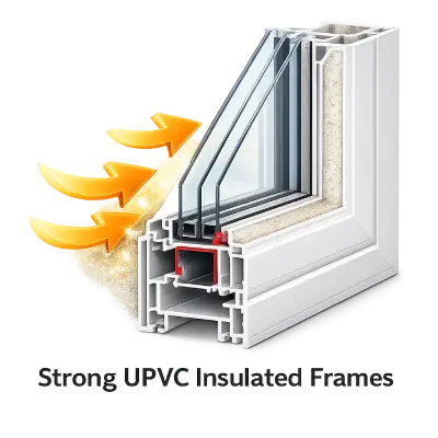 Strong insulated UPVC top hung window frame system
