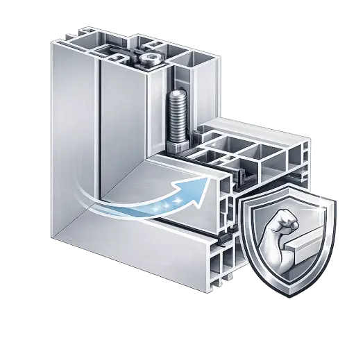 Reinforced aluminum structural profiles designed for high wind load and large-scale window installations.