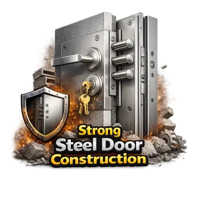 Strong steel general purpose metal door construction