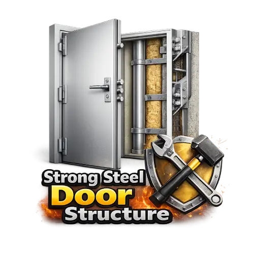 Strong steel fire rated shaft door construction