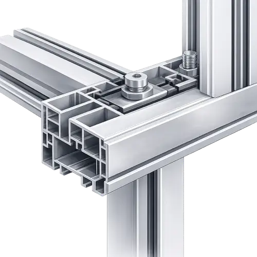 Reinforced aluminum glazing bars providing structural support for large-scale fixed window installations.
