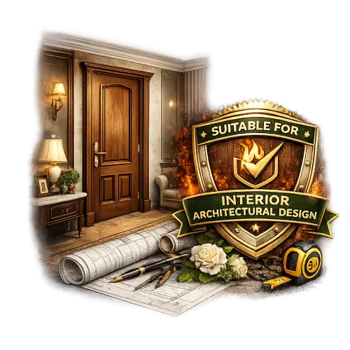 Fire rated wooden door for interior architectural applications