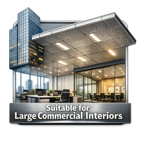 Multi-B metal ceiling system for large commercial interiors