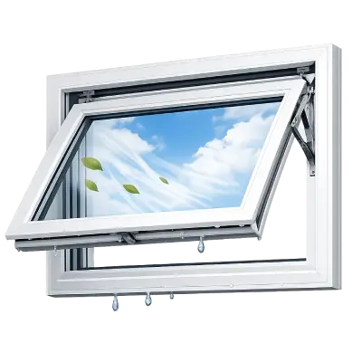 UPVC top hung window with top-hinged ventilation design